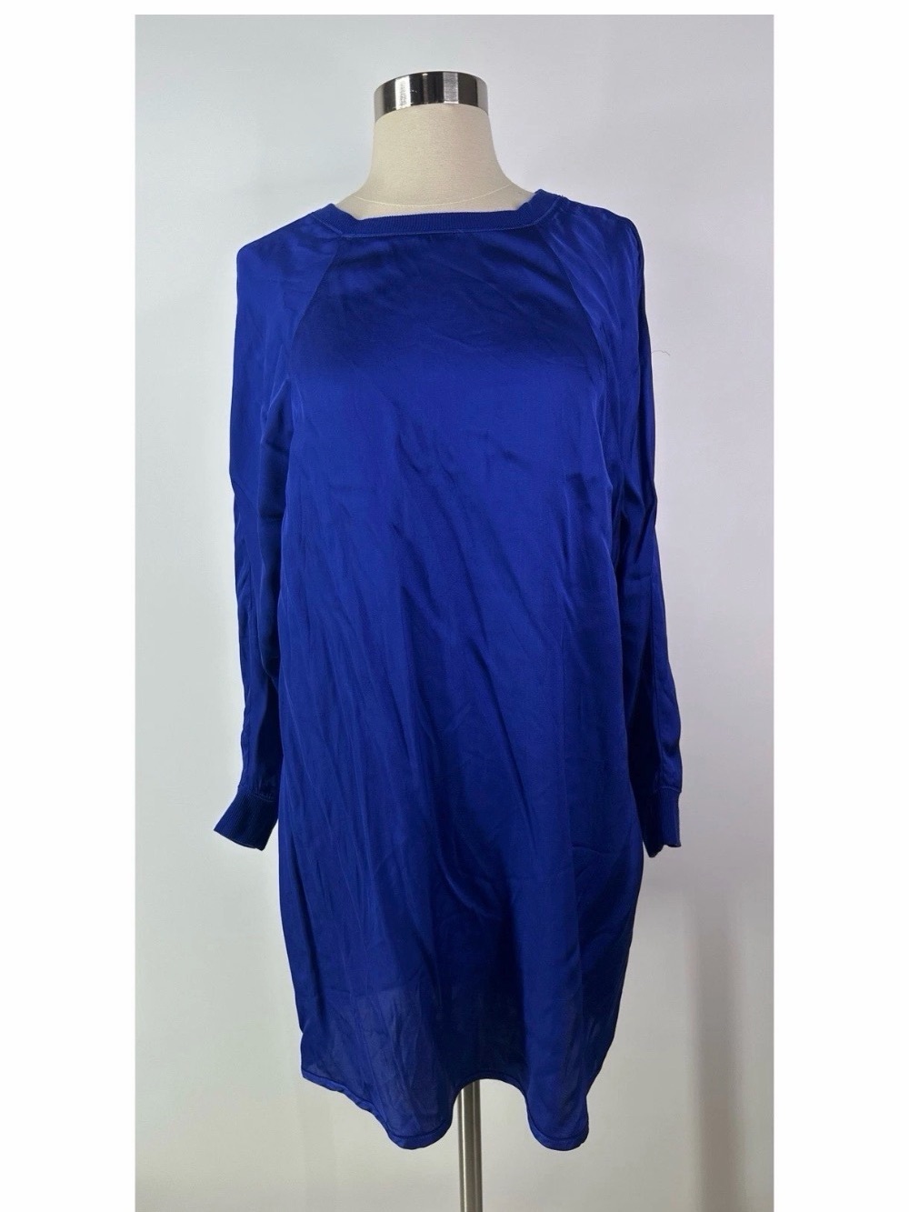 Enza Costa Classic Long-Sleeve Shift Dress in Royal Blue